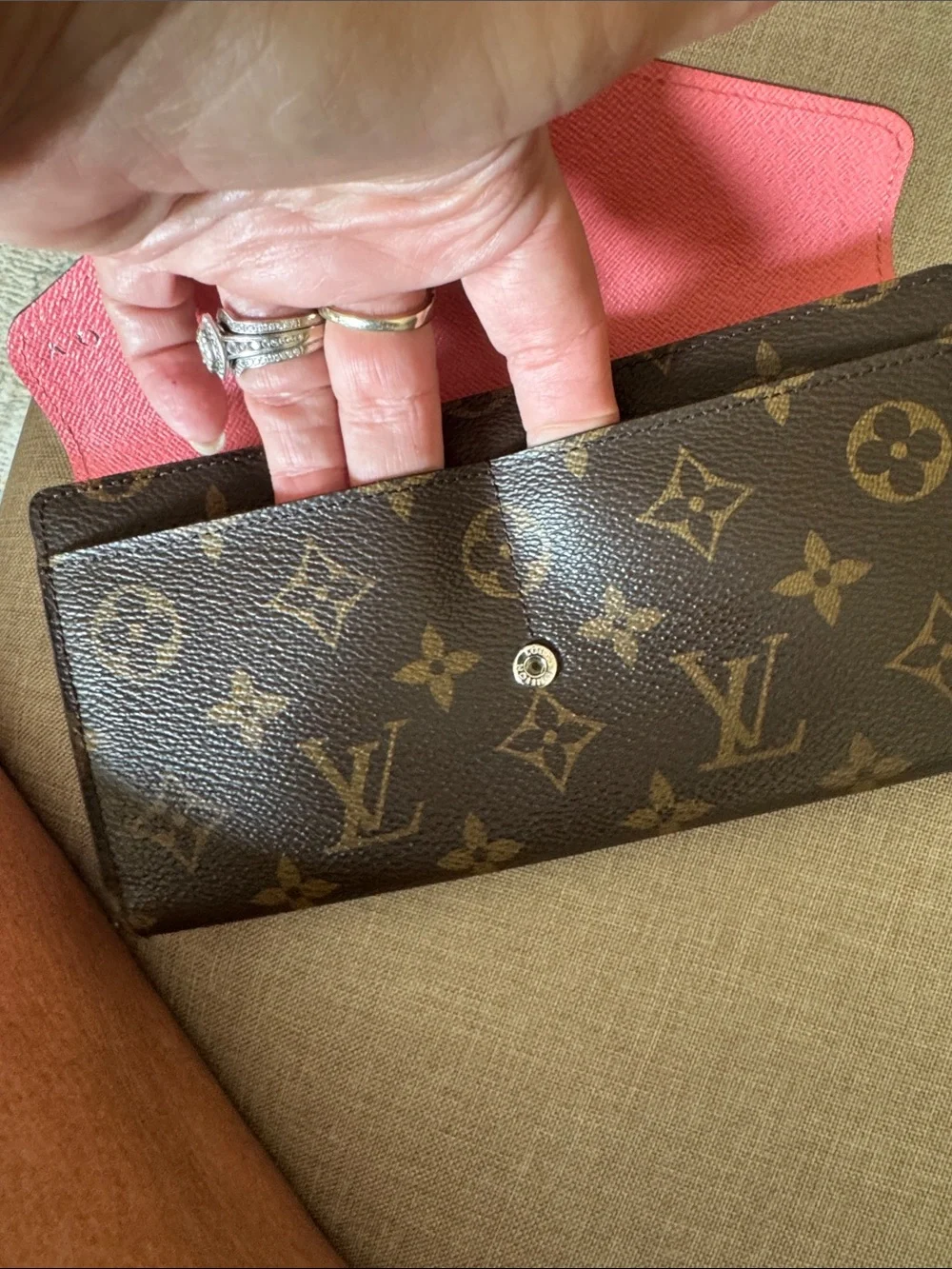 Louis Vuitton Monogram Wallet with Pink Flap